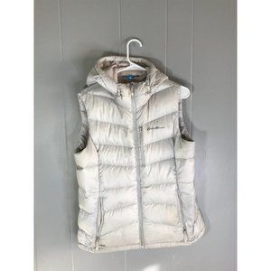 Eddie Bauer Vest Women's L White Full Zip Hooded EB800 Down First Ascent Pockets